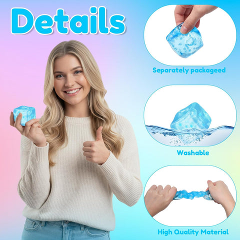 12 Pcs Stress Cube Sensory Ice Cube Ball, Blue