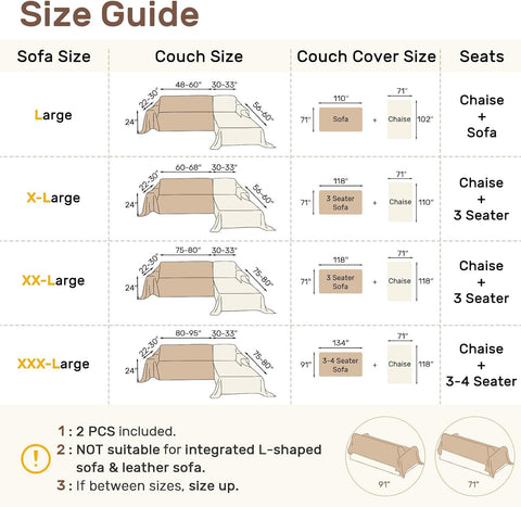 2 Pieces Sectional Couch Covers L Shaped Cover XXXL Charcoal Gray
