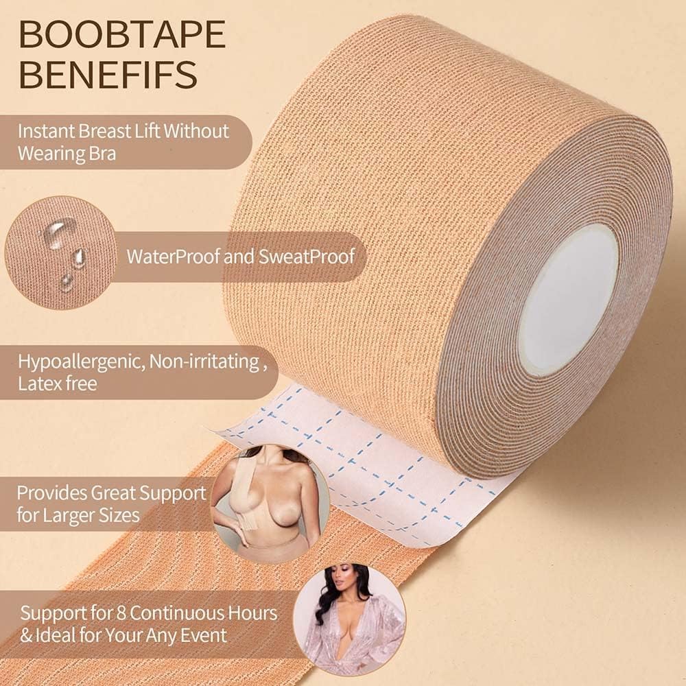 Okela Boob Tape - Breast Lift Tape for Large Breast,Body Tape for Breast Lift w 2 Pcs Breast Petal Adhesive Bra