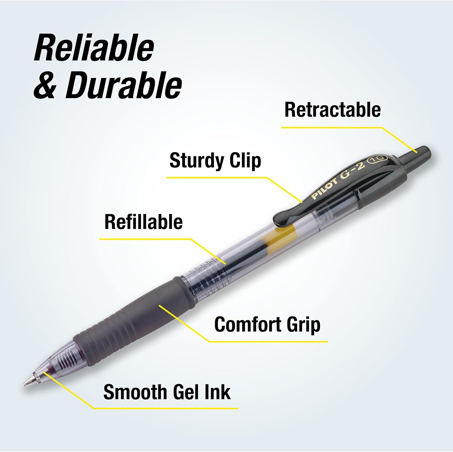 PILOT G2 Premium Rolling Ball Gel Pens, 1.0 mm, Black Ink, 4-Pack