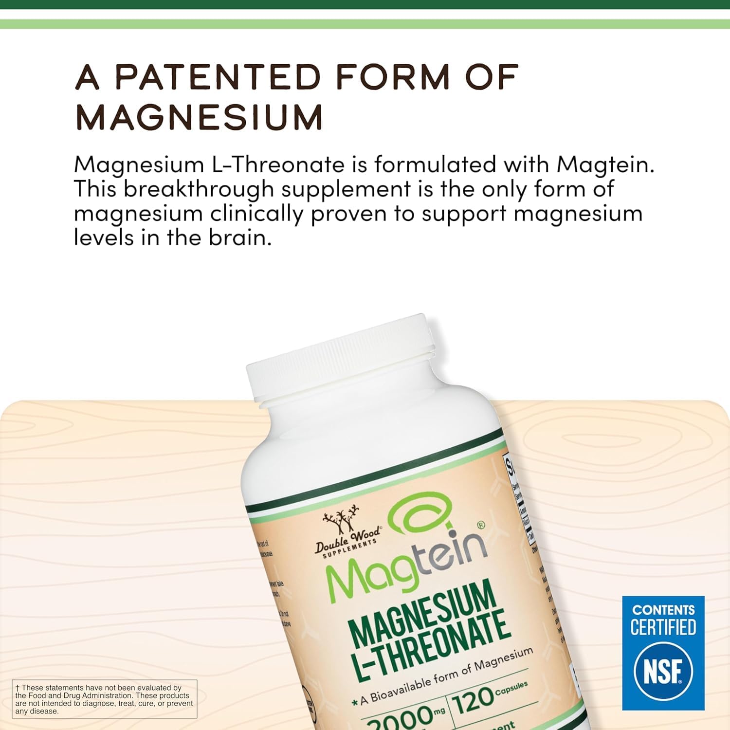 Magnesium L-Threonate 2,000mg Per Serving Magtein, Sleep Support, 120 Caps