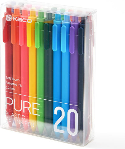 Kaco PURE Gel Pens Color Ink 20PCS Assorted 0.7mm Aesthetic Stationery Pen