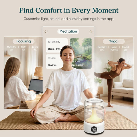LEVOIT Smart Humidifier for Bedroom, 4.2L Top Fill Cool Mist for Large Room