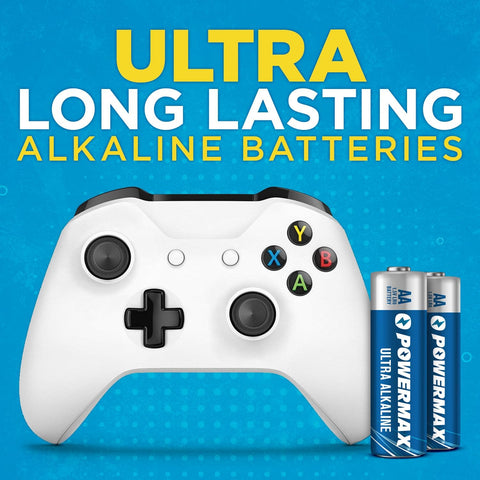 Powermax 24-Count AA Batteries, Ultra Long Lasting Alkaline Battery, 10-Year Shelf Life, Reclosable Packaging