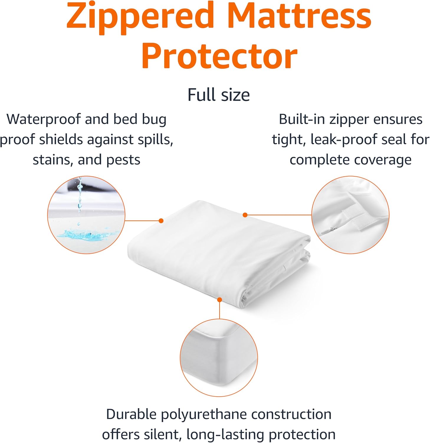 Amazon Basics Zippered Waterproof Mattress Encasement, Full