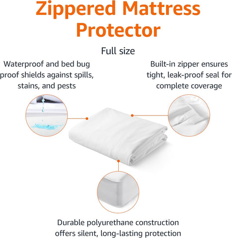 Amazon Basics Zippered Waterproof Mattress Encasement, Full