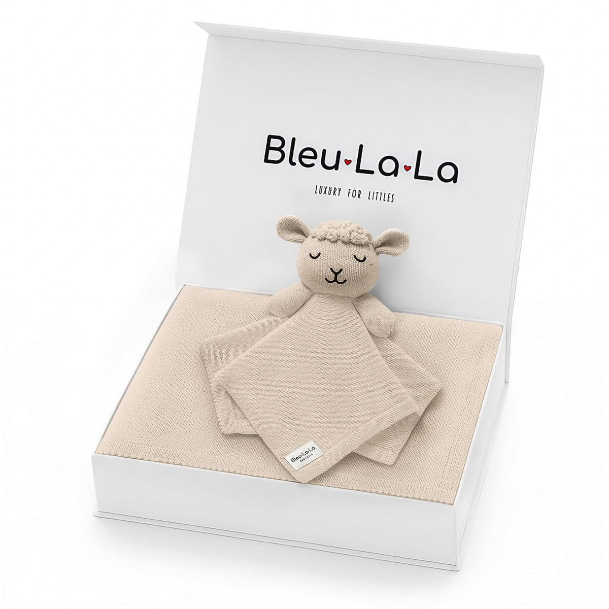 Baby Gift Set - Organic Cotton Newborn Blanket Essentials, Thoughtful Baby Shower & New Baby Gift for Boys & Girls (Lovey - Sheep - Oatmeal)