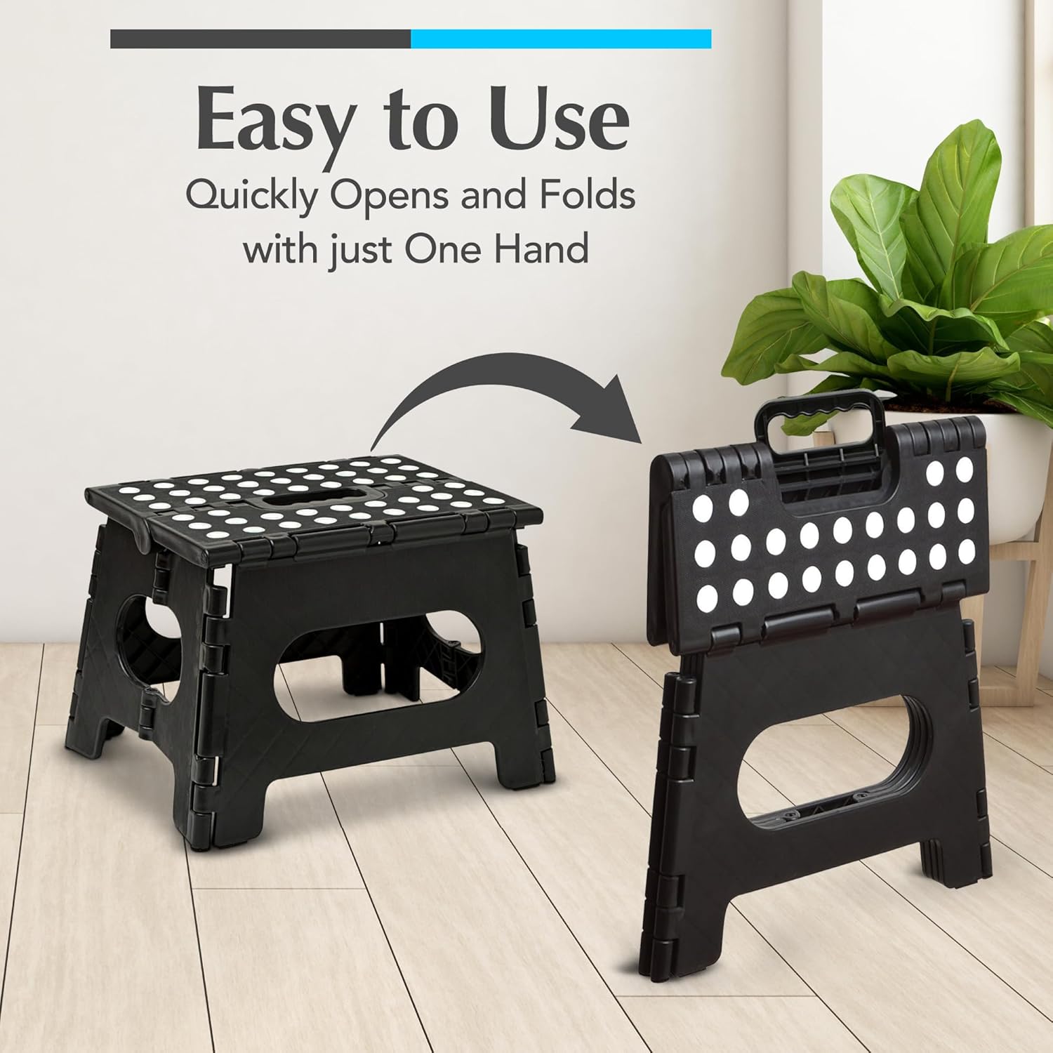 Handy Laundry Folding Step Stool 9 Inch, Black, Non-Slip Holds 300 lbs