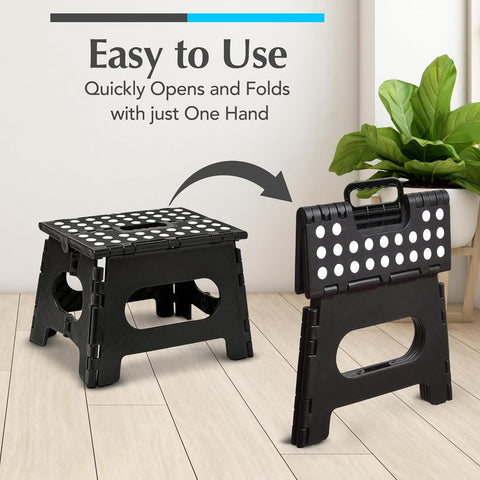 Handy Laundry Folding Step Stool 9 Inch, Black, Non-Slip Holds 300 lbs