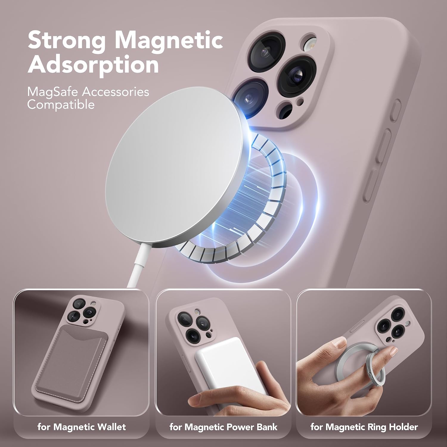 Magnetic for iPhone 14 Pro Max Case Silicone Hazel