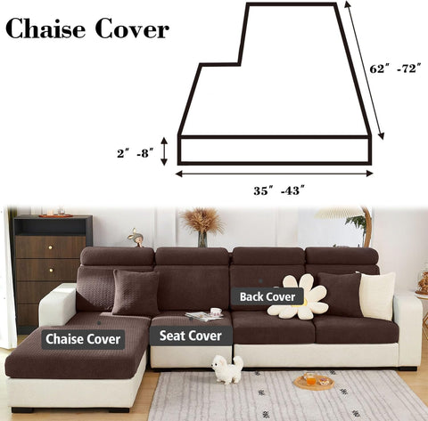 Soothing Home Sofa Covers, Sofa Hero Covers for Couch, Couch Cushion Covers, Sofa Covers Washable Sectional Couchs Covers Stretch Slipcovers for Pets (Brown,Chaise Cover)