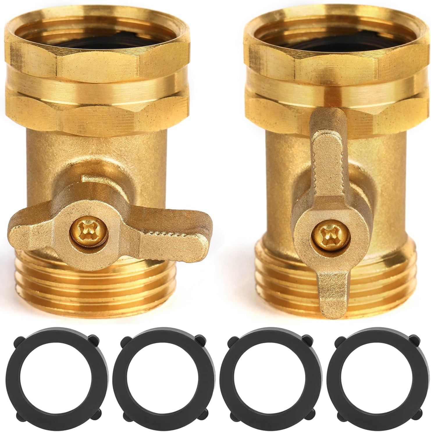 2 Pack Garden Hose Shut Off Valve - Extended Handle
