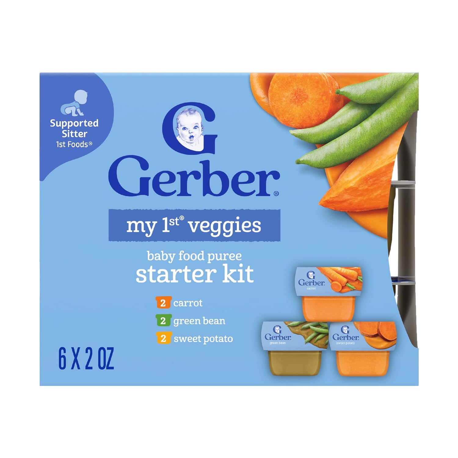 Gerber My 1st Fruits Starter Kit, Banana, Pear & Apple Puree, 2 Ounce Tubs, 2-Pack (Set of 6) with Gerber Bib Set, Pink
