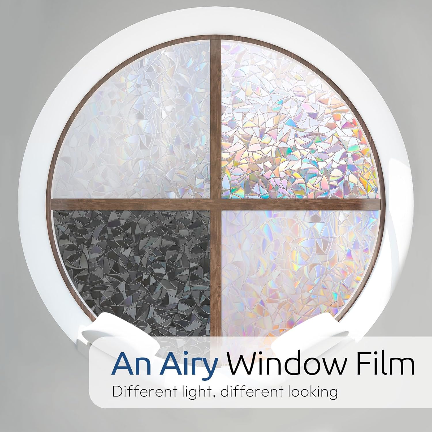 rabbitgoo Rainbow Window Privacy Film, Stained Glass Cling, 17.5" x 78.7"