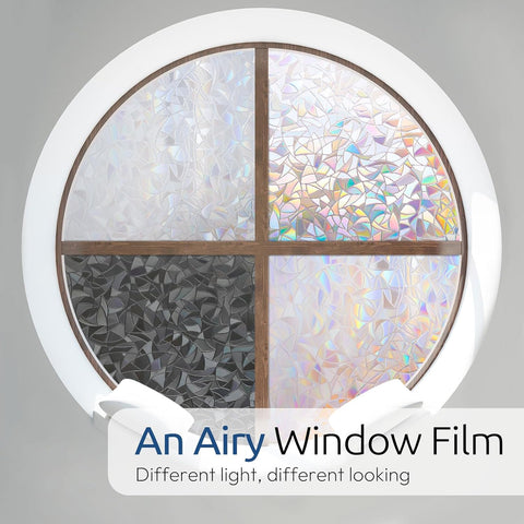 rabbitgoo Rainbow Window Privacy Film, Stained Glass Cling, 17.5" x 78.7"