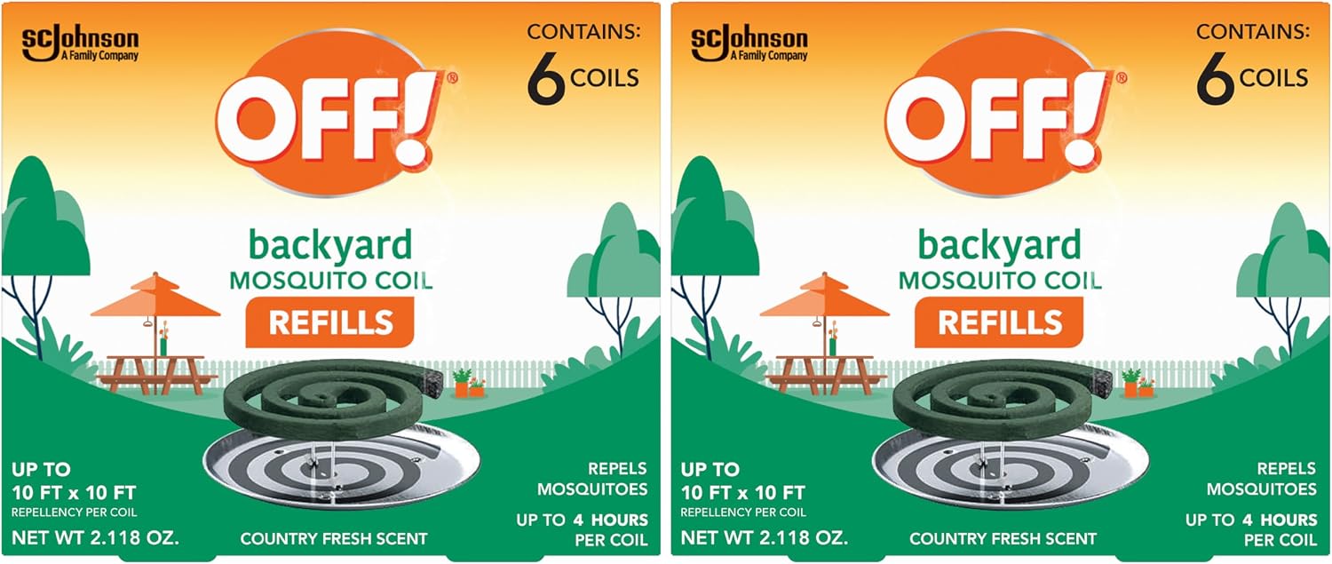 OFF! Backyard Mosquito Repellent Coil Refills, Perfect for Outdoor Patios Country Fresh Scent, 6 Count (Pack of 2)