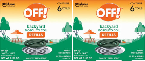 OFF! Backyard Mosquito Repellent Coil Refills, Perfect for Outdoor Patios Country Fresh Scent, 6 Count (Pack of 2)