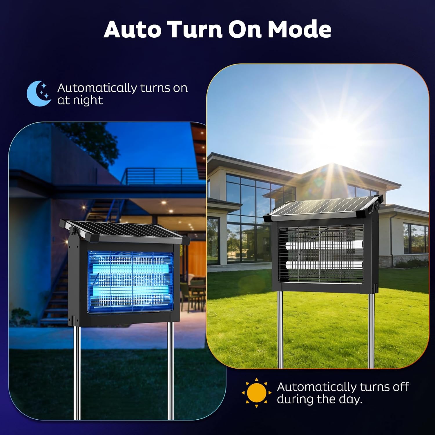 OnBeam Solar Bug Zapper Outdoor, 4500V Mosquito Zapper Fly Trap for Patio