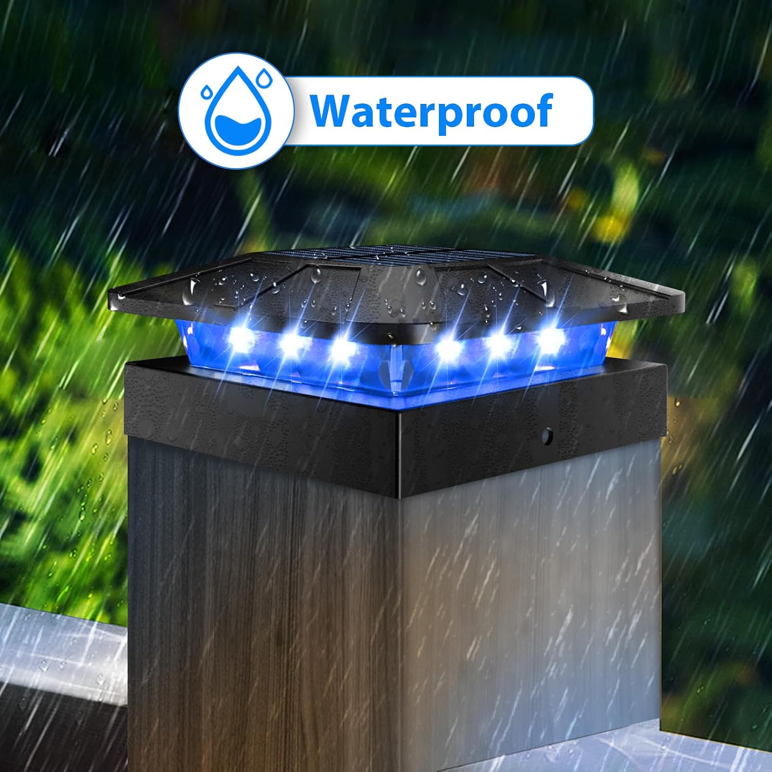 Peasur 12 Pack 4x4 Solar Post Cap Lights Outdoor RGB Color Changing