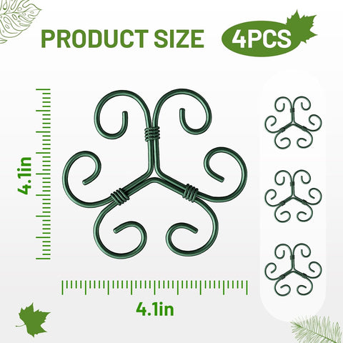 4PCS Green Iron Monstera Support, Uniquely Designed Plant Support Stakes for Indoor Plants, Stable Plant Stakes and Supports, Turtle Shell Bamboo Clamp Set for Thriving Growth