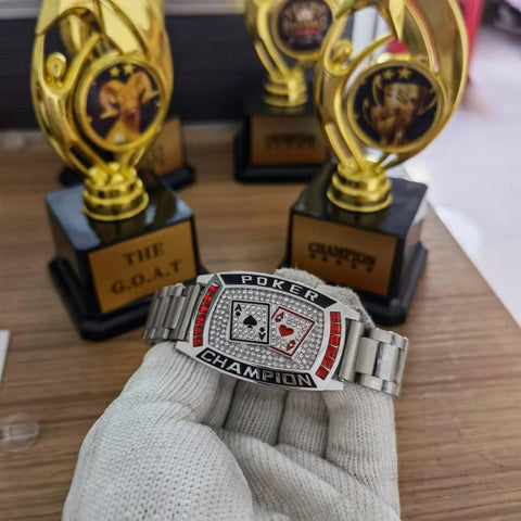 Texas Hold 'EM Poker Ring Champion Bracelet Great Prize for Your tournaments (Silver)