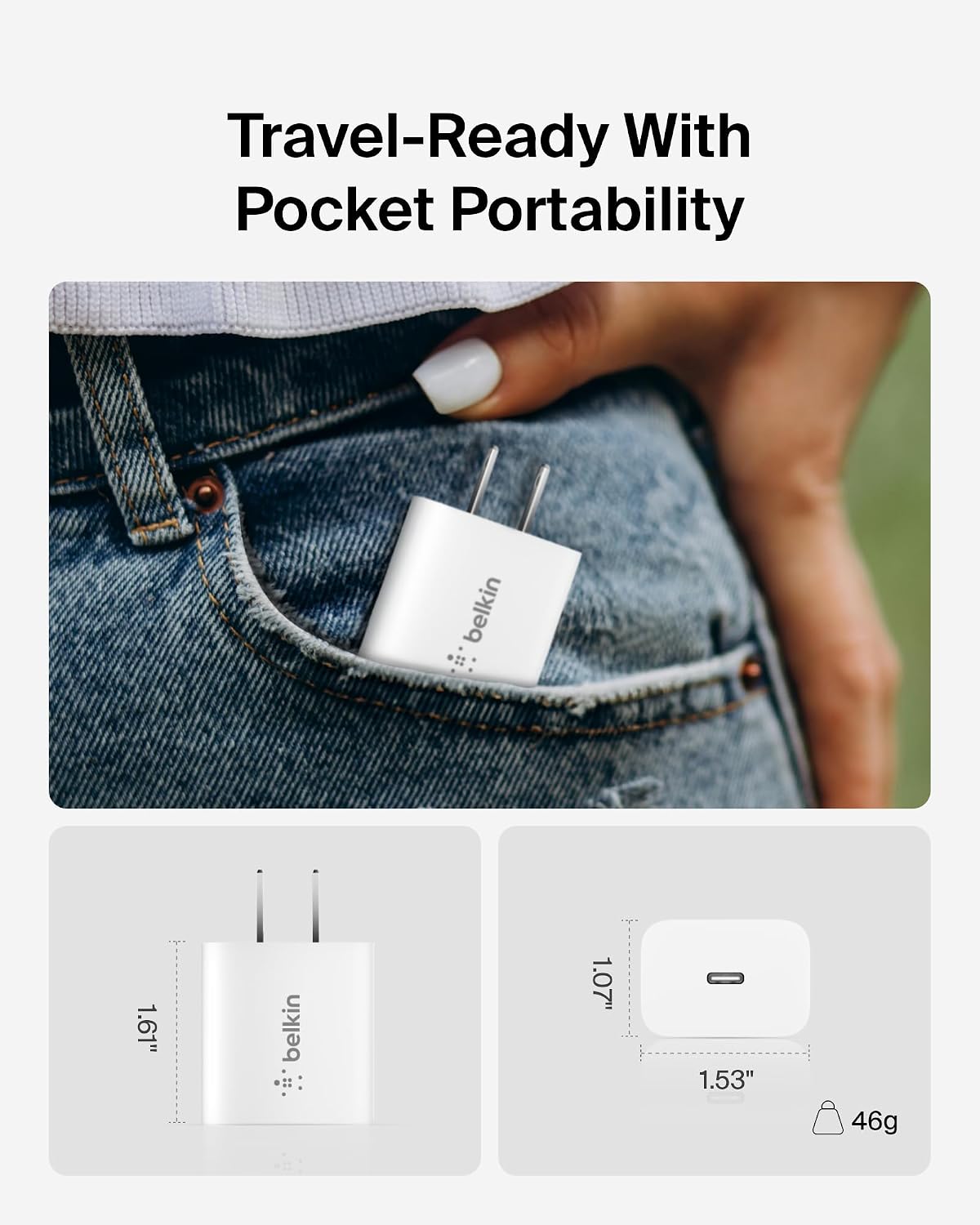 Belkin 20W Compact USB C Charger Block, 2 Pack, Fast Charging for Travel