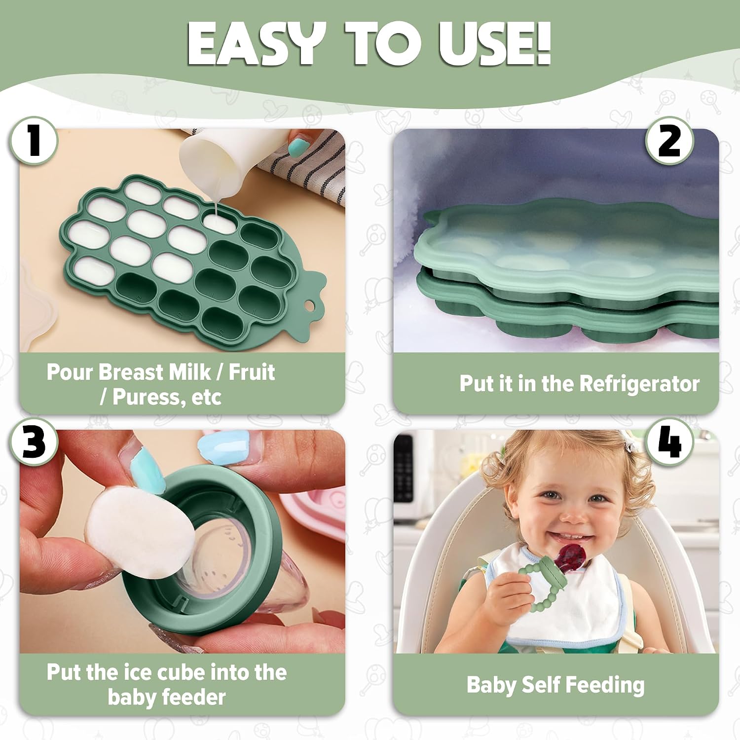 O'doe Baby Weaning Set – 15 Pcs Silicone Baby Feeding Set with Suction Plate, Bowl, Bib, Sippy Cup, Fruit Feeder & Freezer Tray – Baby Plates and Bowls Set for 3M+ | BPA-Free Baby Dishes & Utensils