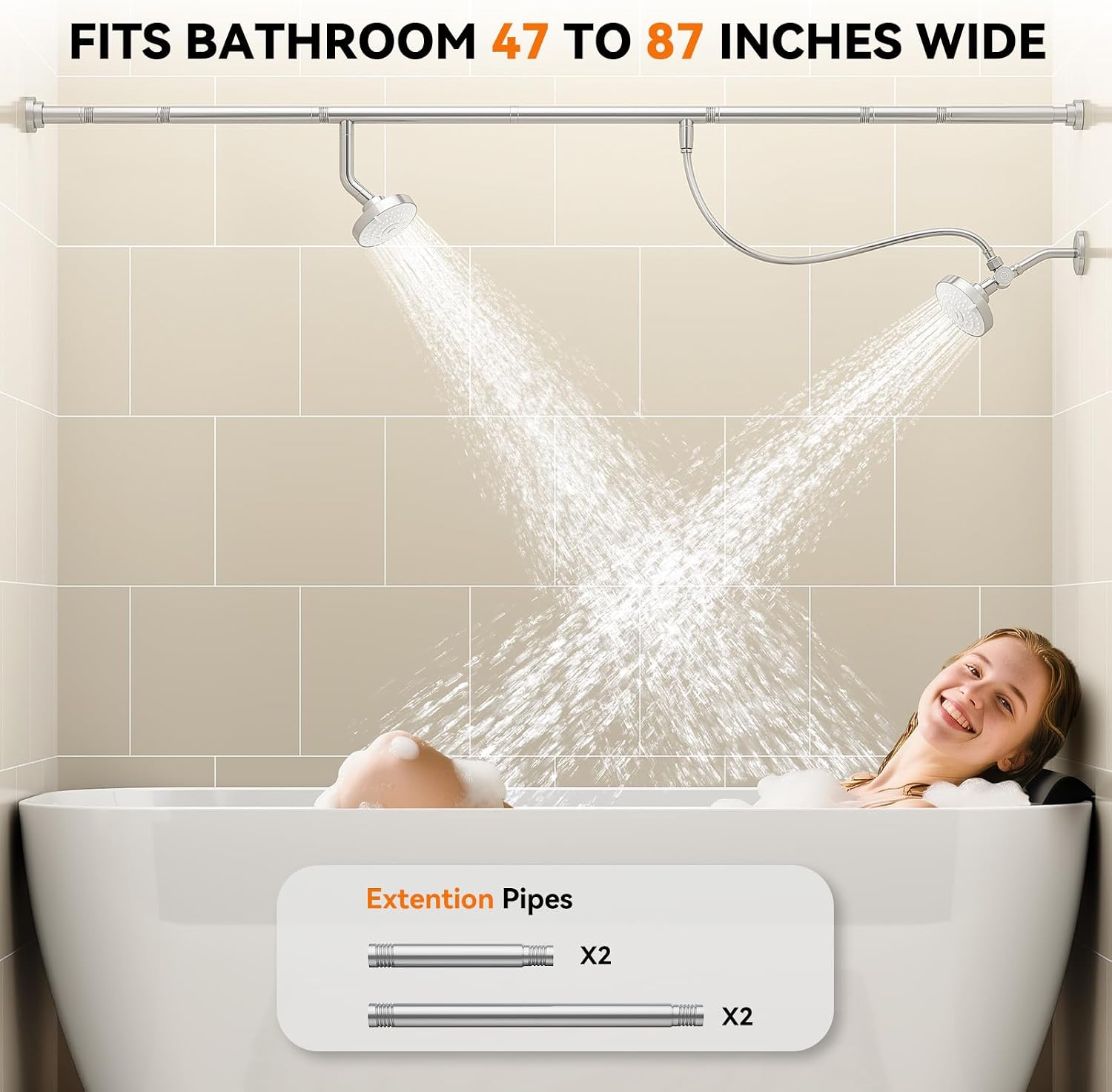 Dual Shower Head for Couples, Double Showerheads (Chrome)