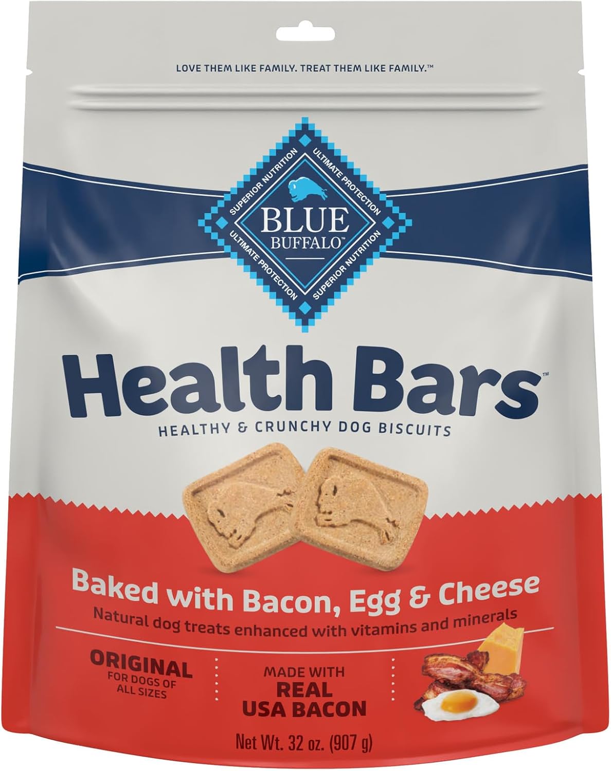 Blue Buffalo Health Bars Bacon Egg & Cheese Mini Dog Biscuits, 32 oz