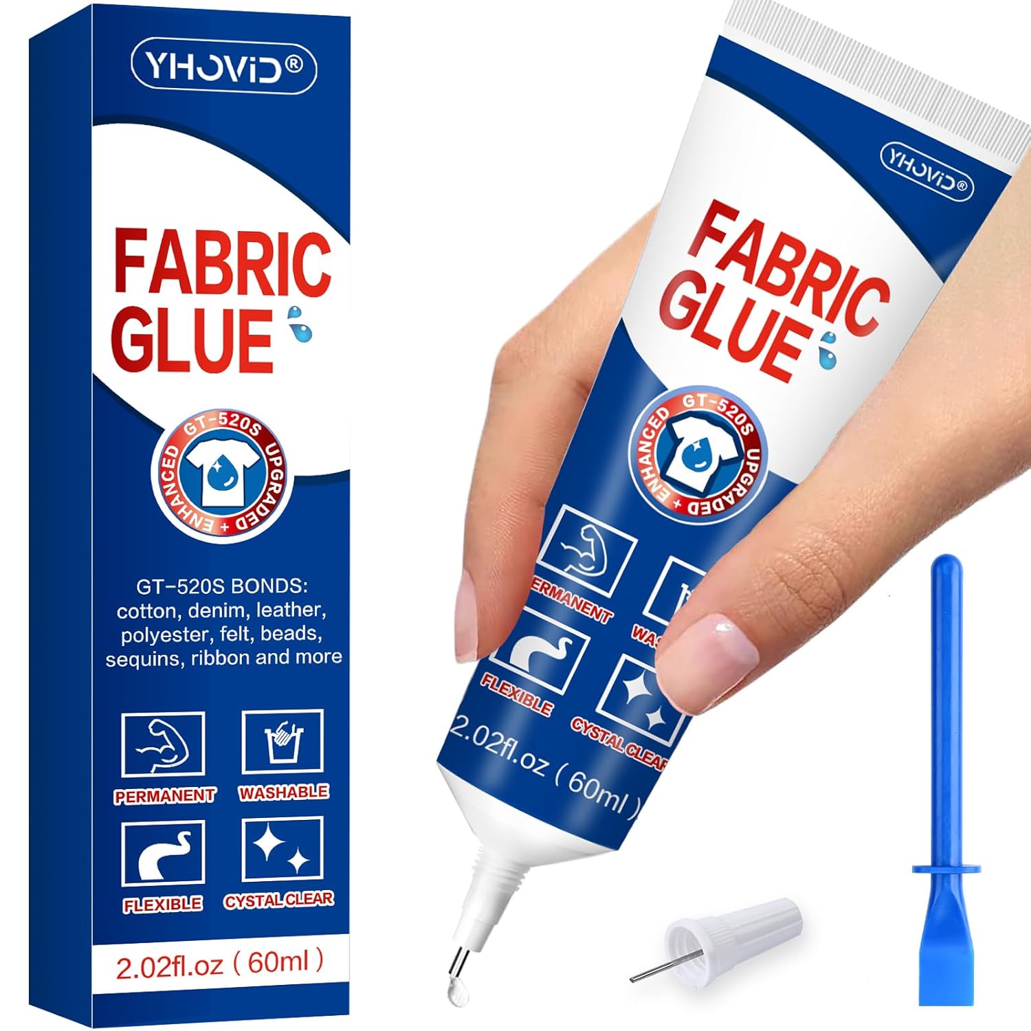 Fabric Glue for Clothing Permanent Washable, 60ML Liquid Stitch