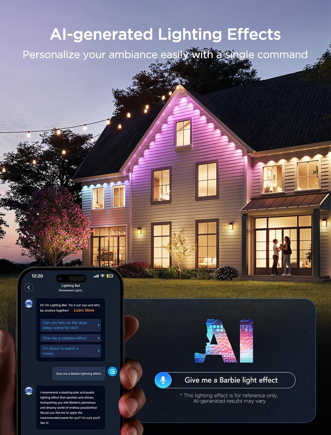 Govee Permanent Outdoor Lights 2, 100ft RGBIC Outdoor Lights with 100 Modes