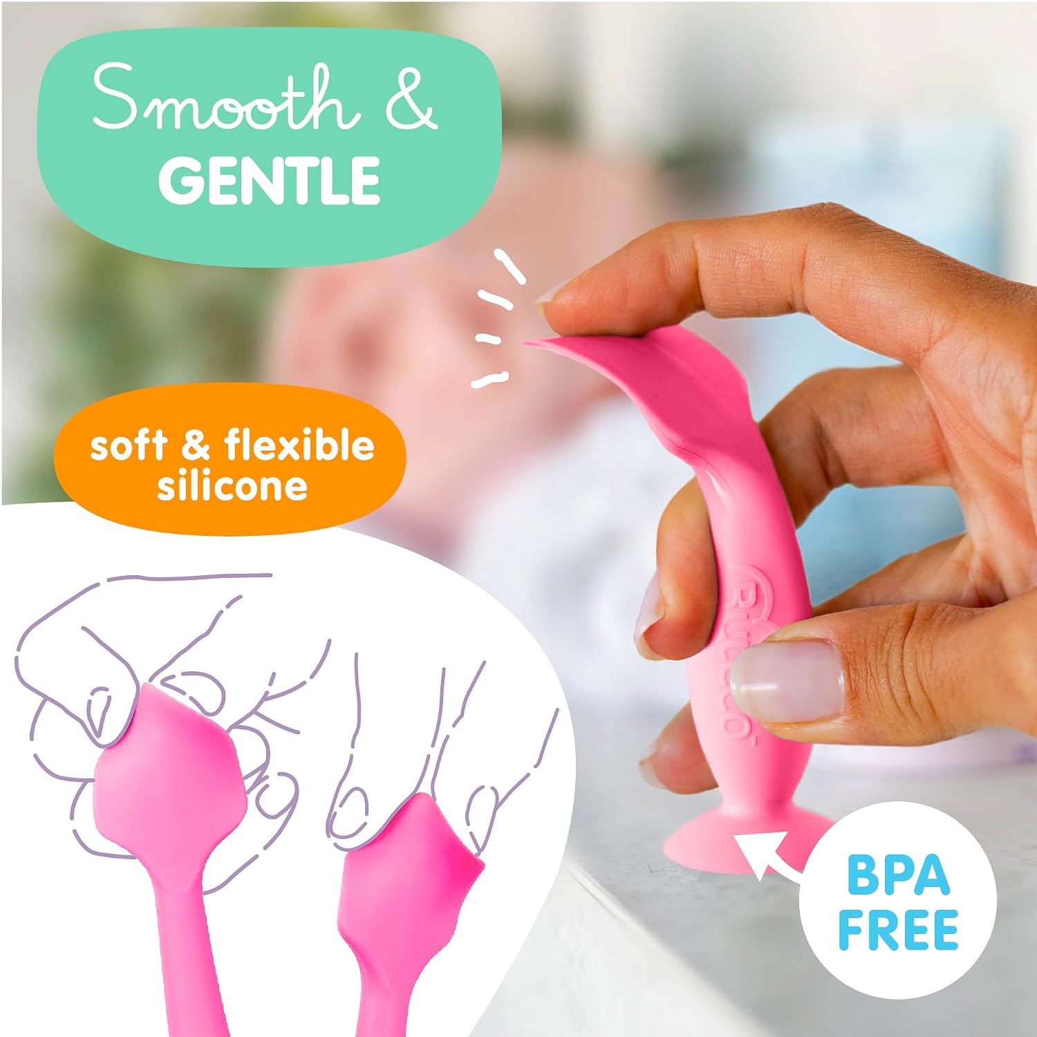 Bumco Baby Bum Brush + Travel Diaper Cream Spatula Set With Case (Pink)