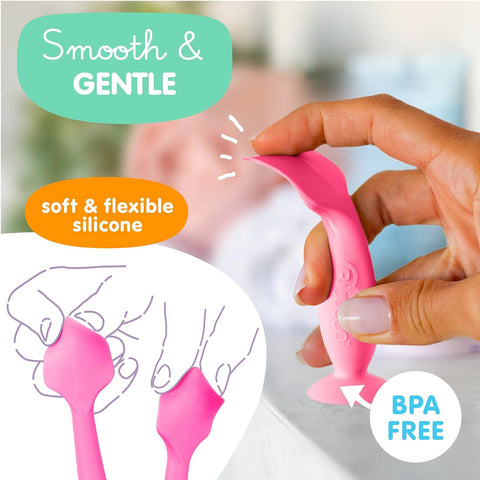 Bumco Baby Bum Brush + Travel Diaper Cream Spatula Set With Case (Pink)