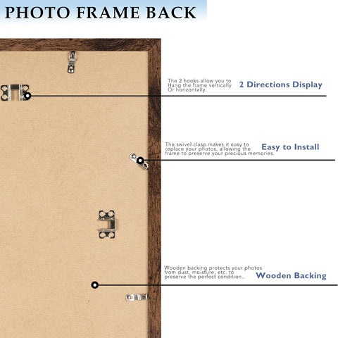 12x17 Picture Frame Deep Brown for Wall Hanging, Wood 12 x 17 Frame Photo Frame for Wall Horizontally or Vertically, Deep Brown, 1 Pack