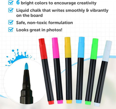First and Last Day of School Sign with 6 Colorful Liquid Chalk Markers
