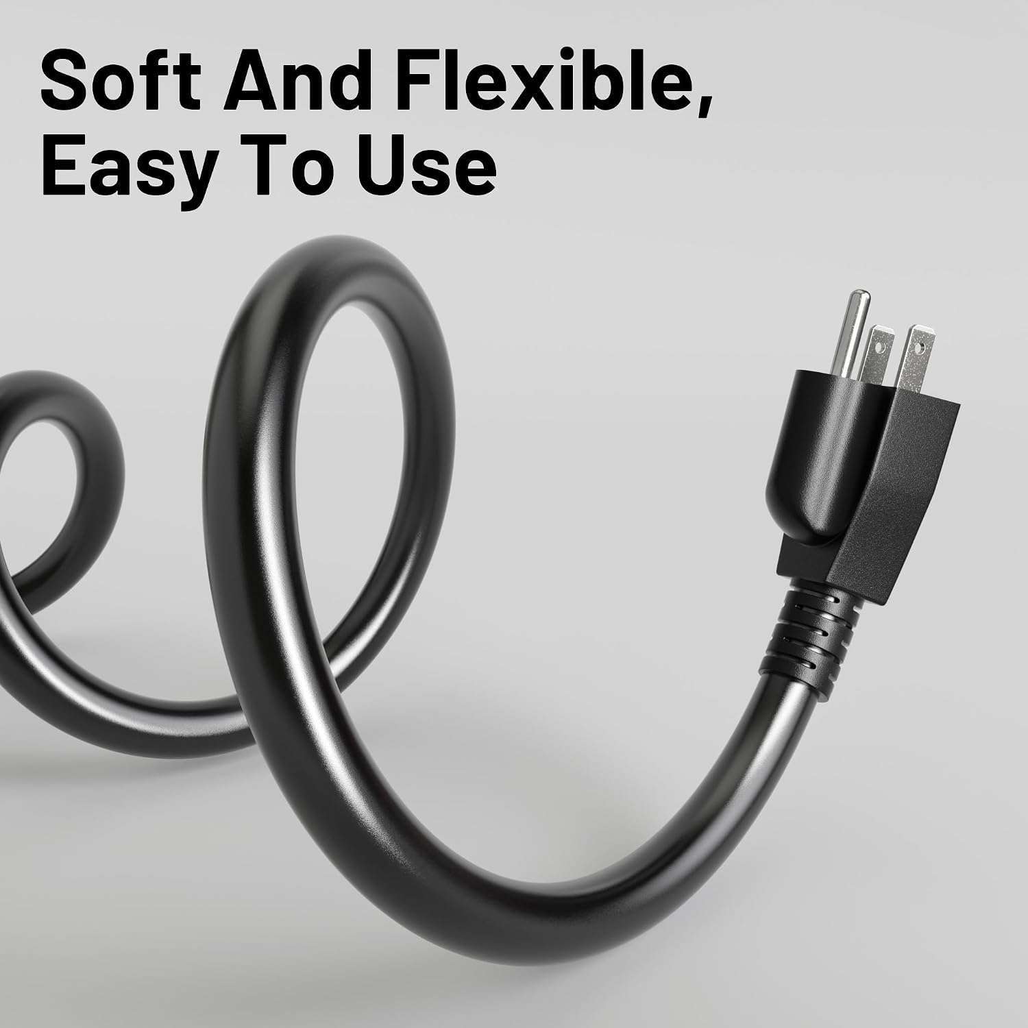 Vockjour 16/3 Black Indoor Outdoor Extension Cord 15 Ft Waterproof