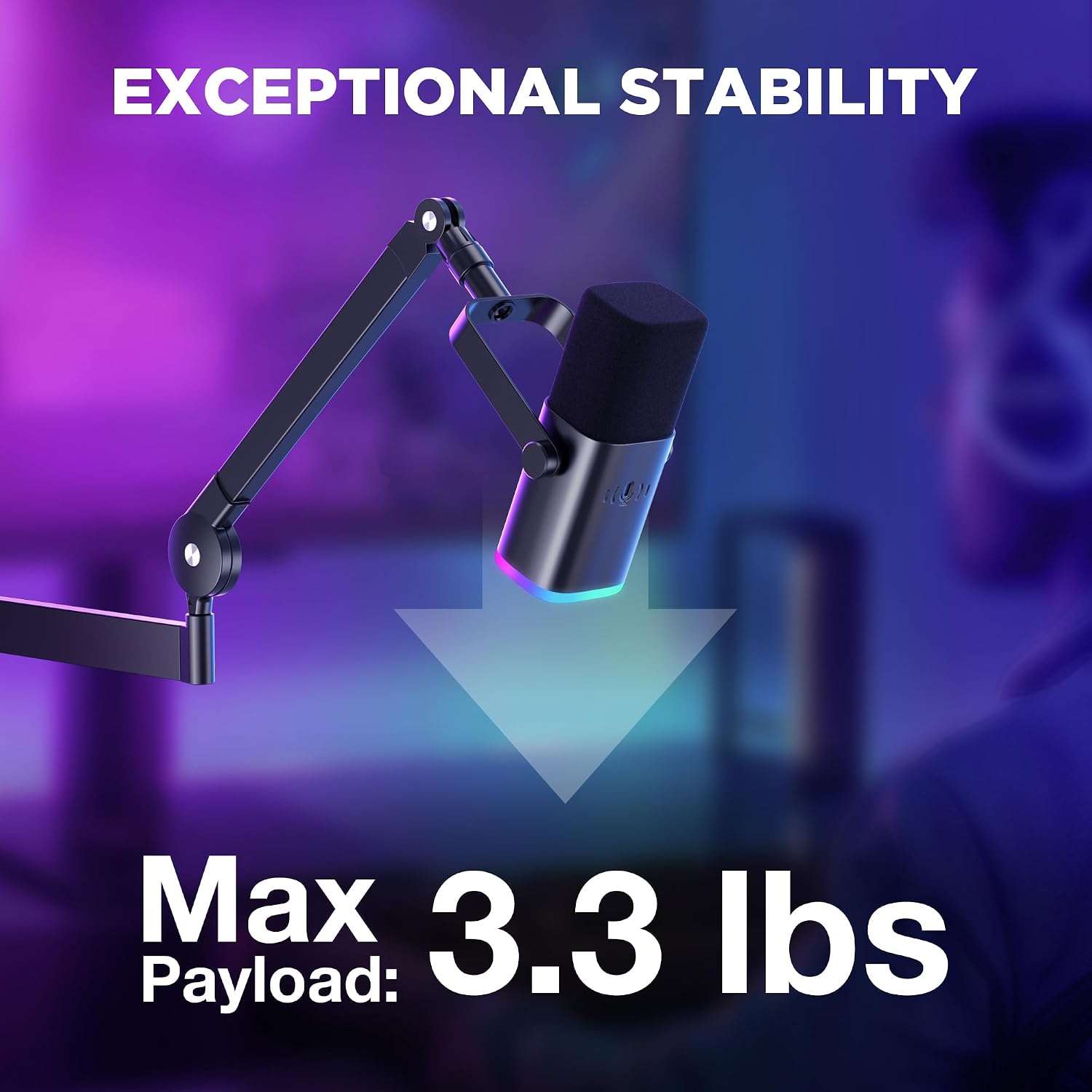 InnoGear Mic Arm Low Profile Microphone Boom Arm Mic Stand 360° Flex, Black