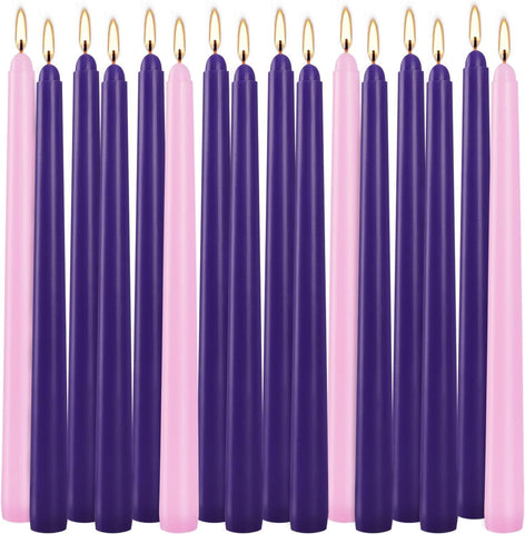 16 Pack Advent Taper Candles Premium Hand Dipped 10in Unscented Christmas Taper Candles - Ideal for Seasonal Celebrations, Holidays, Church, Celebration, Party
