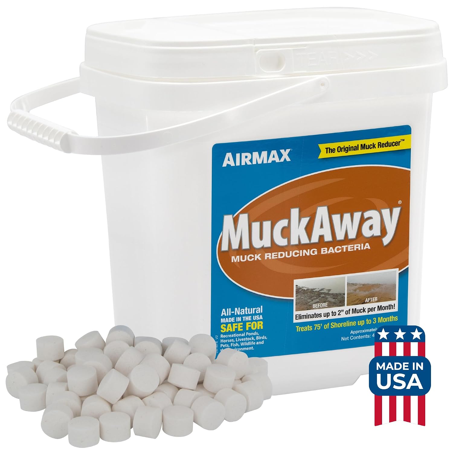 Airmax MuckAway Bacteria Enzyme Tablets for Ponds & Lakes, 8 Scoops