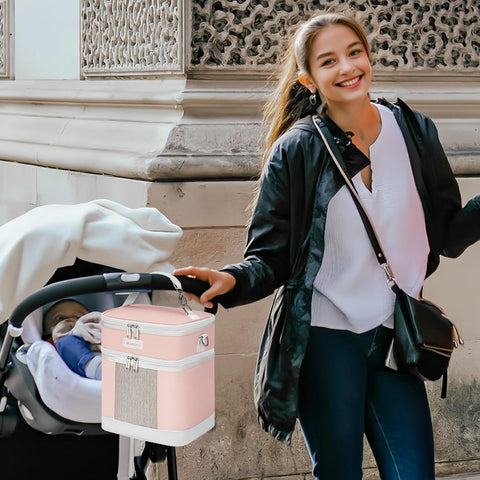 Mancro Breast Milk Cooler Travel Bag with Ice Pack, Baby Bottle Cooler Bag