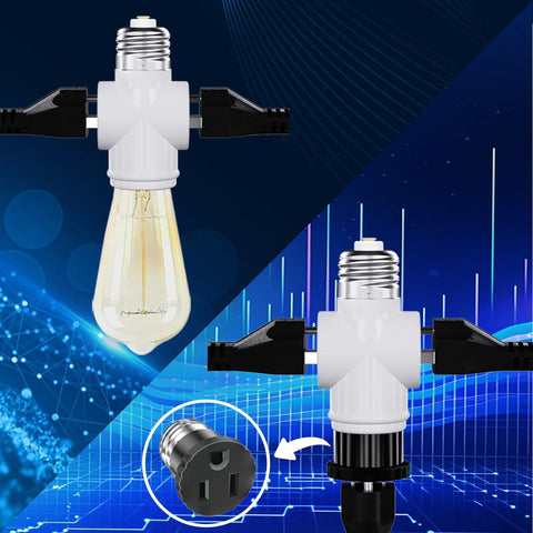 4 Pack, Light Socket to Plug Adapter, Convert E26 Light Socket to 3-Prong Outlet Adapter and Light Bulb Socket (White)