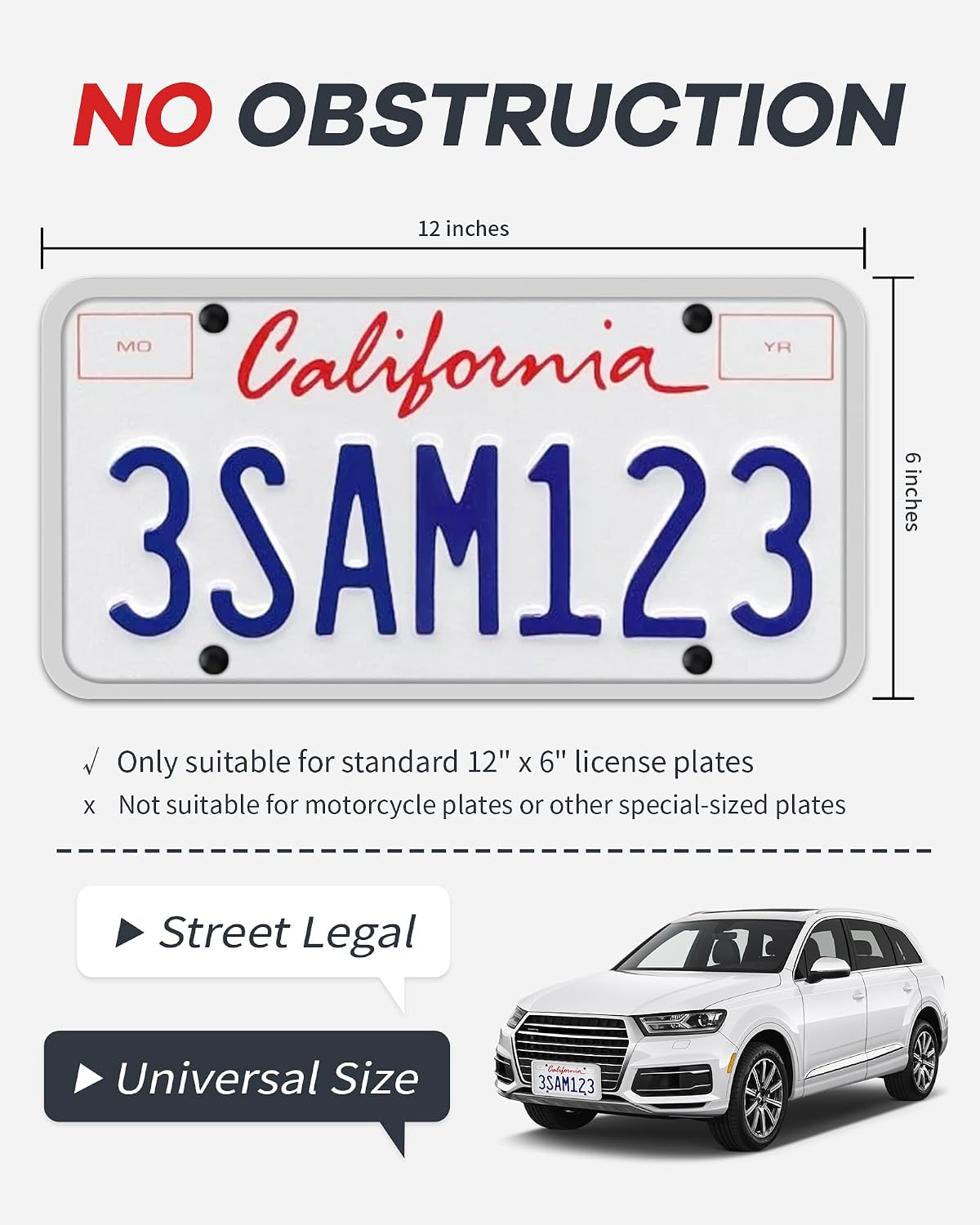 Aujen Silicone License Plate Frames 2 Pack Side Opening Car Bracket Holder