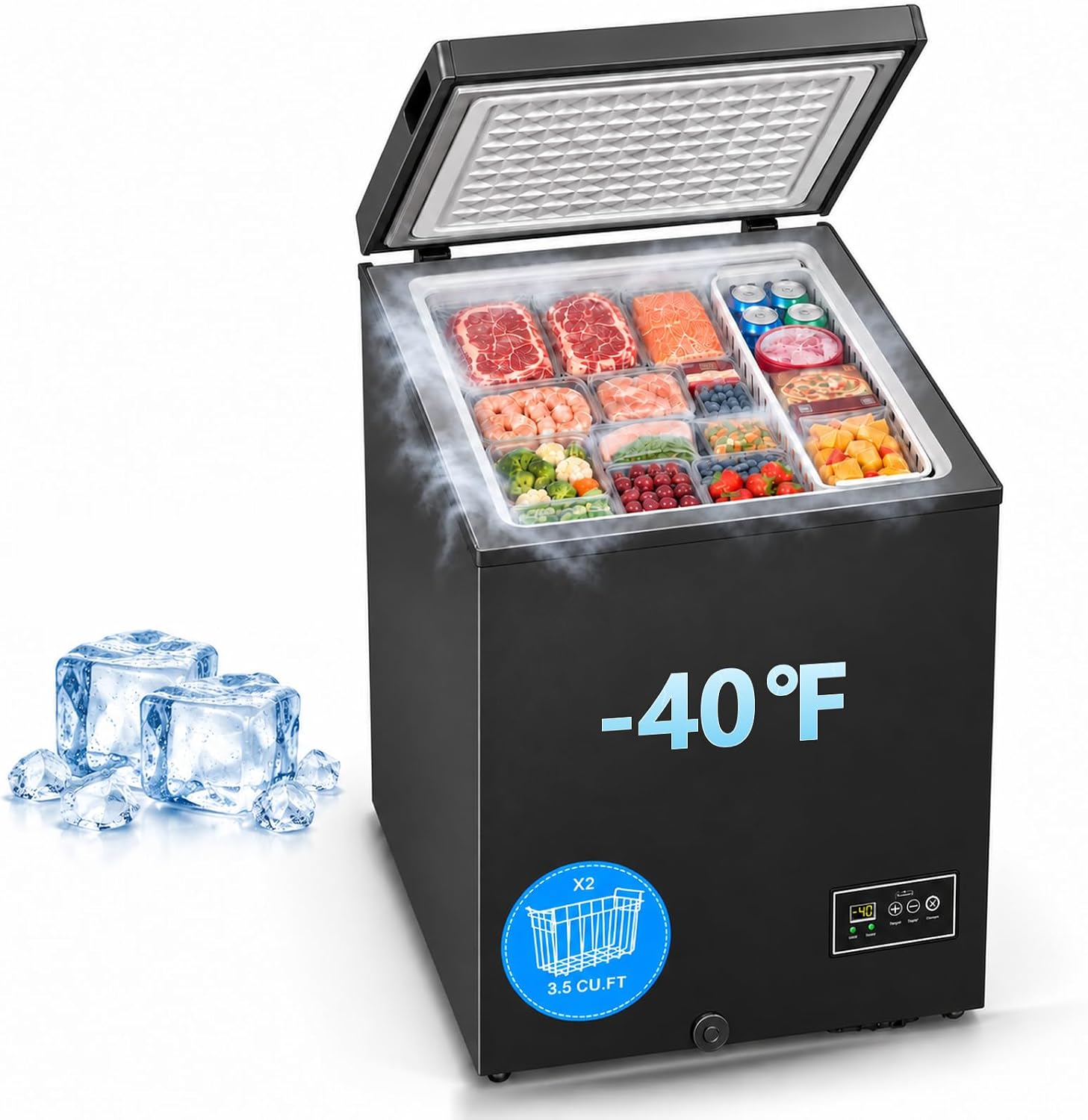 COWSAR Chest Freezer 10.0 Cubic Feet Freezer with 3 Removable Baskets, Free Standing Top Open Door Deep Freezer, 7-Level Adjustable Temperature, Compact, Front Drain for Home Dorm, White