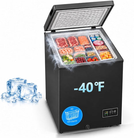 COWSAR Chest Freezer 10.0 Cubic Feet Freezer with 3 Removable Baskets, Free Standing Top Open Door Deep Freezer, 7-Level Adjustable Temperature, Compact, Front Drain for Home Dorm, White