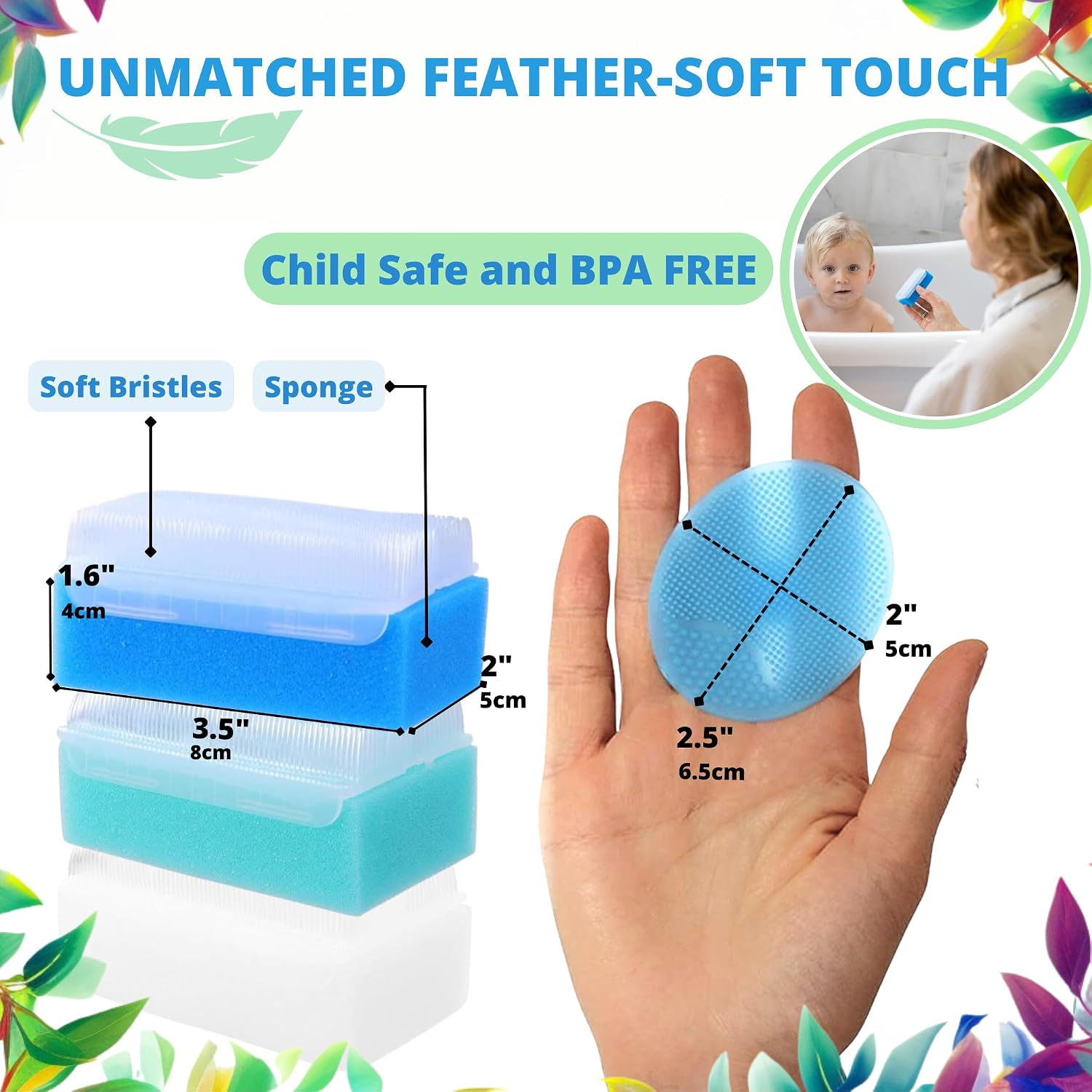 Cradle Cap Brush for Babies - Cradle Cap Treatment 6-Pack Baby Bath Sponges