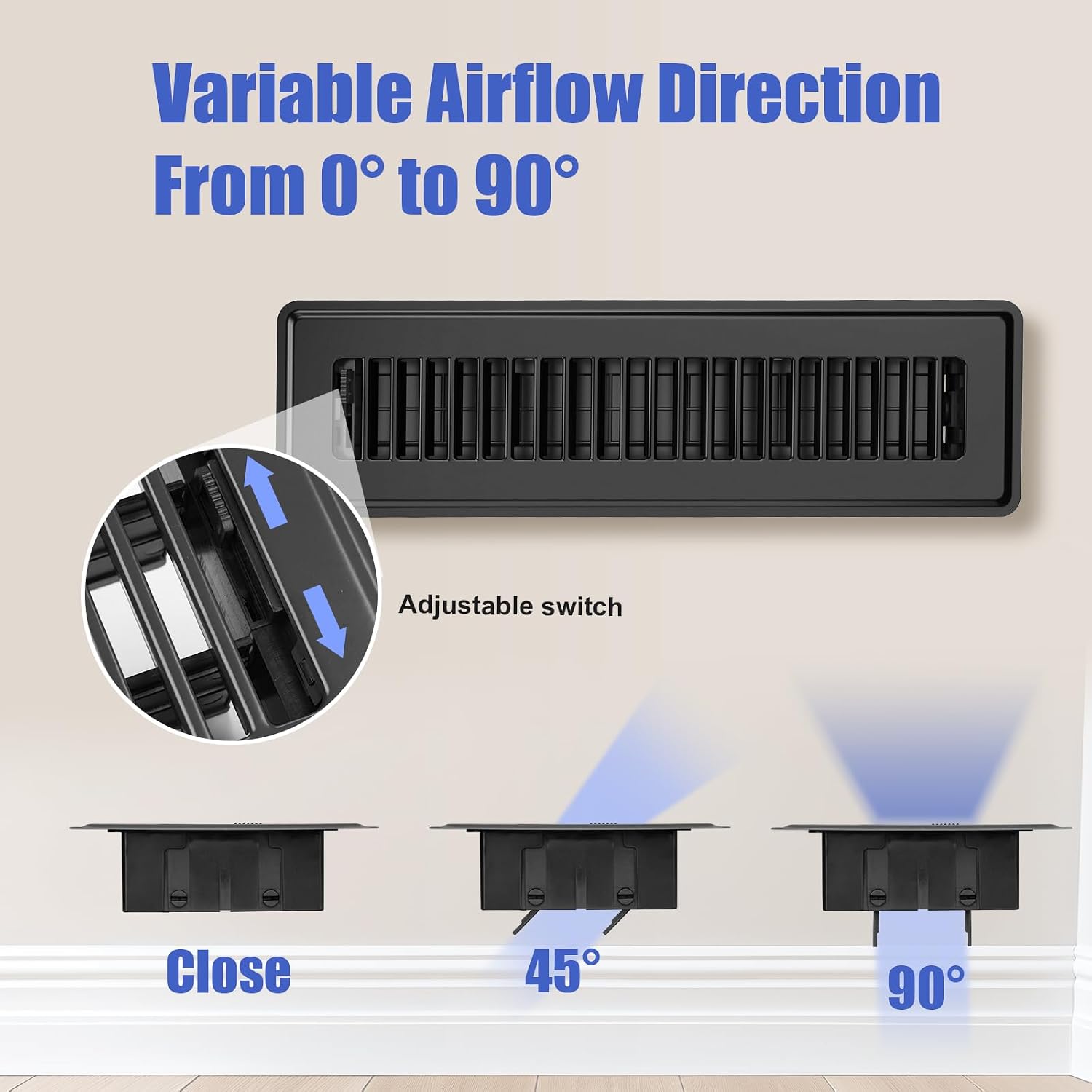 BYEWIRE 2x12 Floor Register, 6 Pack Heavy Duty Steel Floor Vent Covers