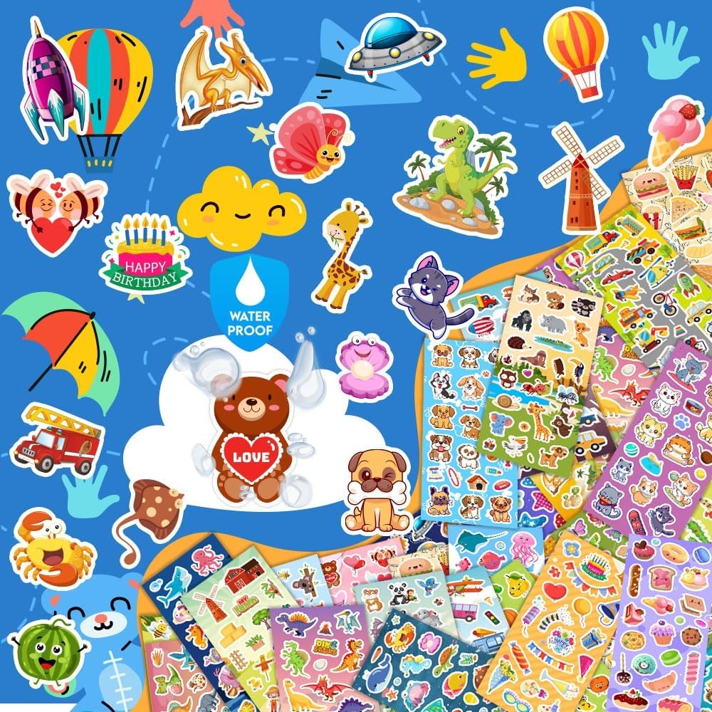 24 Sheets Stickers for Kids & Toddlers, Cute Kids Stickers Variety Pack