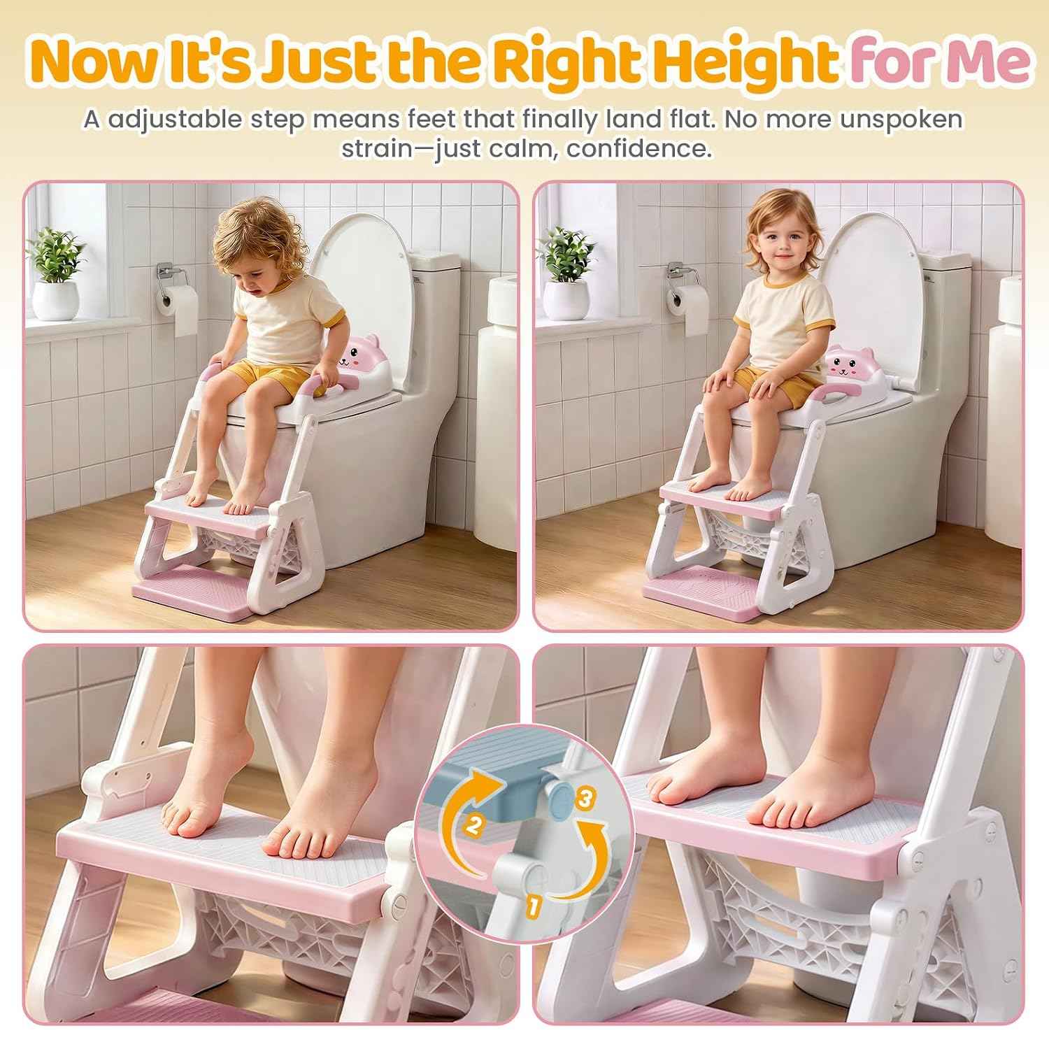 Orzbow Potty Training Seat with Step Stool, Toddler Toilet Seat with Ladder