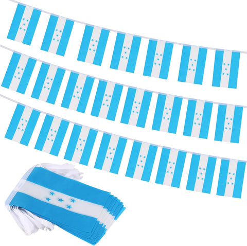 Honduras Flag Banner, Small Mini Honduran Flags Patriotic Decoration for Party, Classroom, Sports Events, 33 Feet 30 Flags