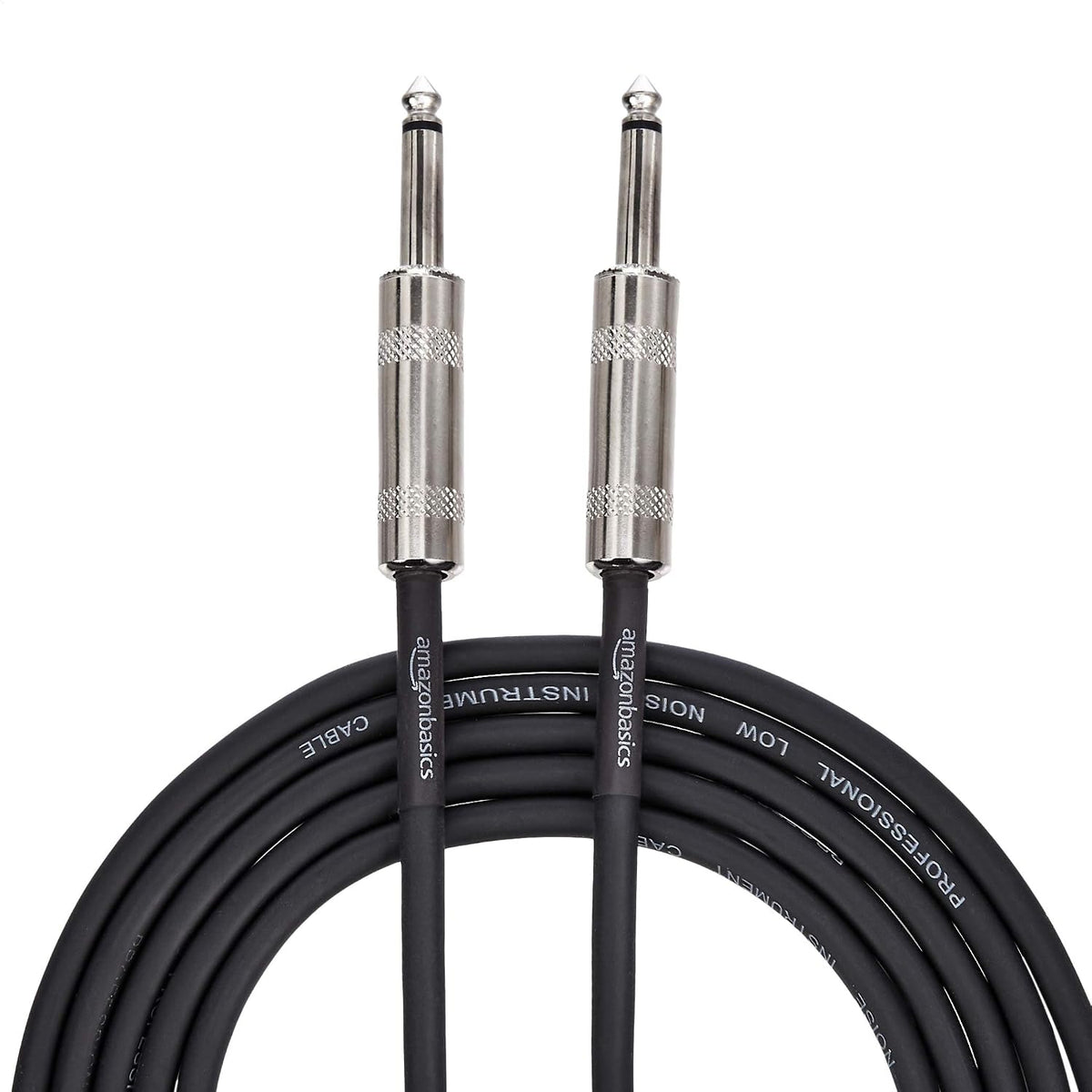 Amazon Basics TS 1/4 Inch Straight Instrument Cable for Electric Guitar, Bass and Keyboard with Anti-Noise Shielding, 10 Foot, Black